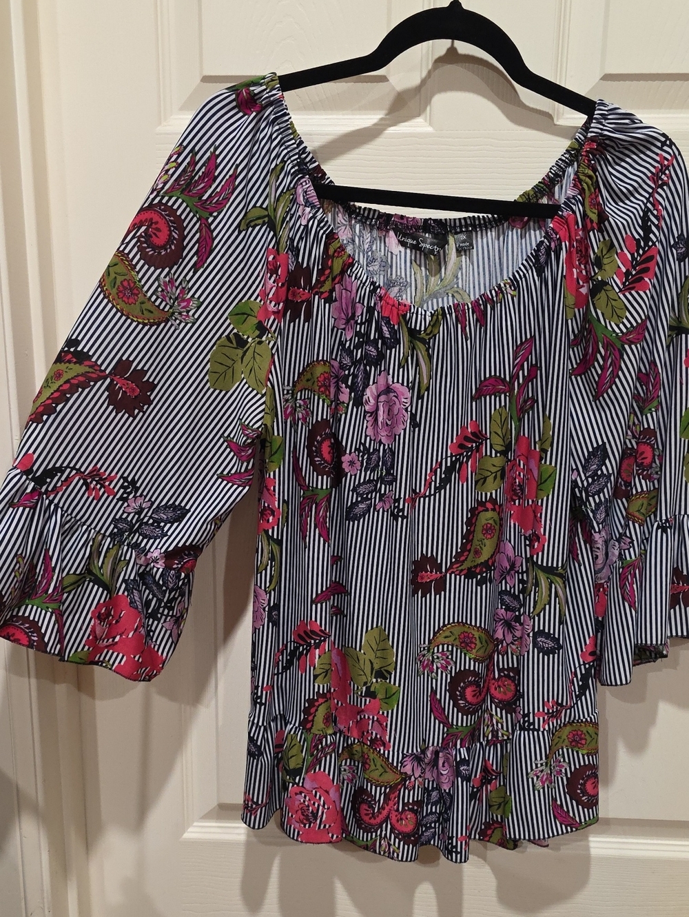 Unique Spectrum Pink & Green Floral Off-Shoulder Blouse